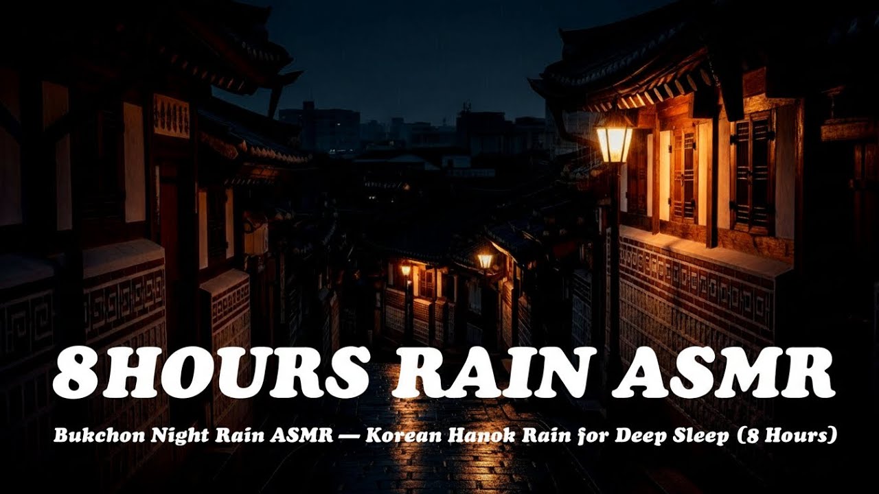 Bukchon Night Rain ASMR — Korean Hanok Rain for Deep Sleep
