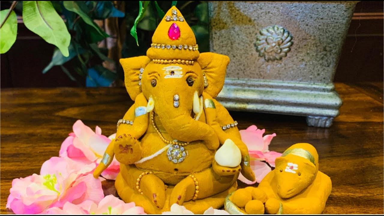 how to make turmeric ganesha || making ganesha idol step by step