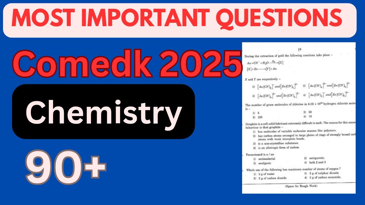 COMEDK 2025 Last-Minute Chemistry Important Questions ⚛️🔥 | Score Booster for Final Revision!