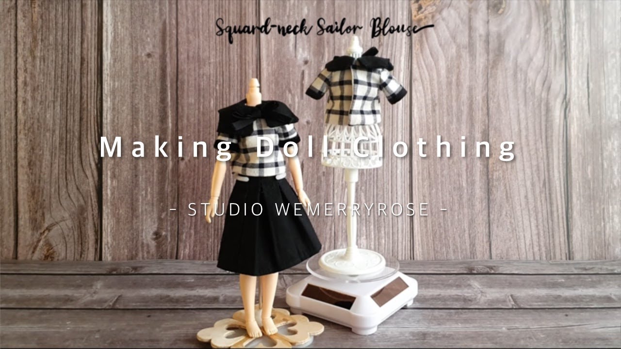 [인형옷 만들기] Squard-neck Sailor Blouse for Blythe Doll 사각 넥 칼라 블라우스