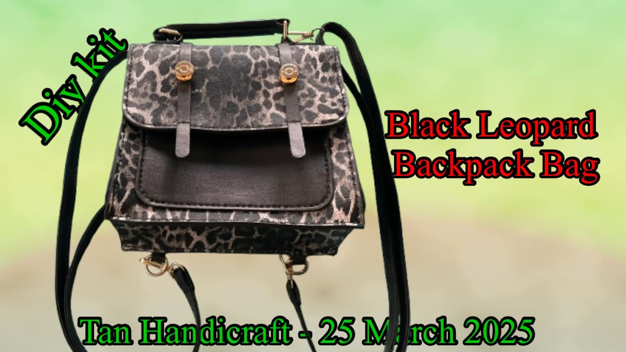 Tutorial ke 1695 - Diy kit Sewing Black Leopard Backpack Bag Leather craft