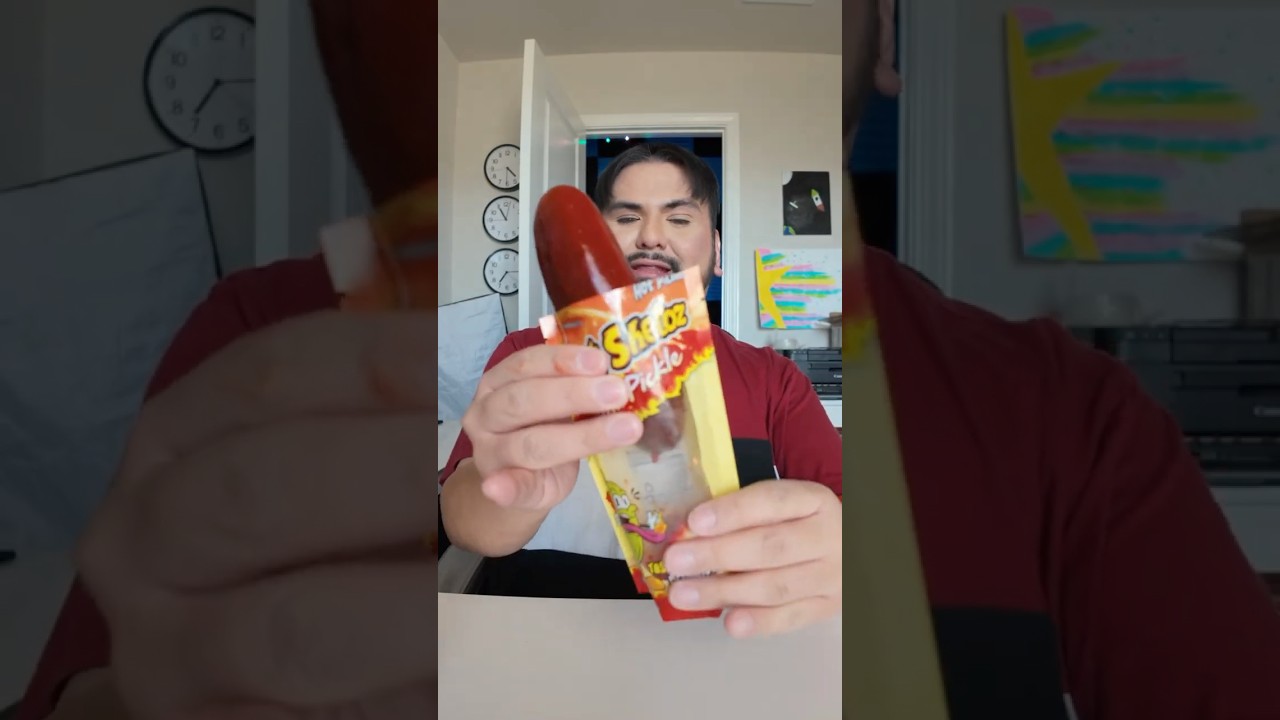 Hot Cheetos Pickle! 🔥 😋 #tastetest #foodreview #pickle #pickles #hotcheetos #hotcheeto #cheetos
