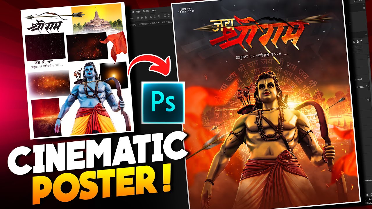 Cinematic Poster Design In Photoshop | Movie Poster Tutorial 2024 | Jay Shree Ram