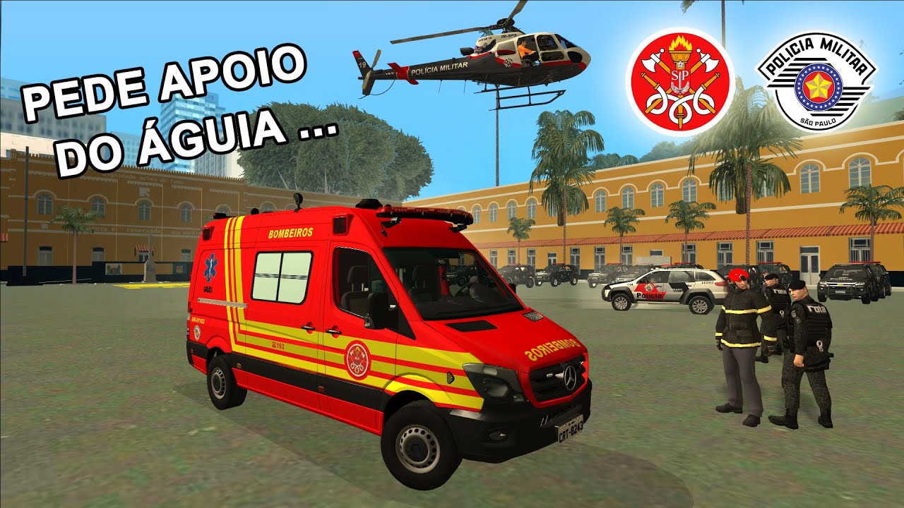 GTA SA - Bombeiros SP - Carro x Poste, Apoio do Águia