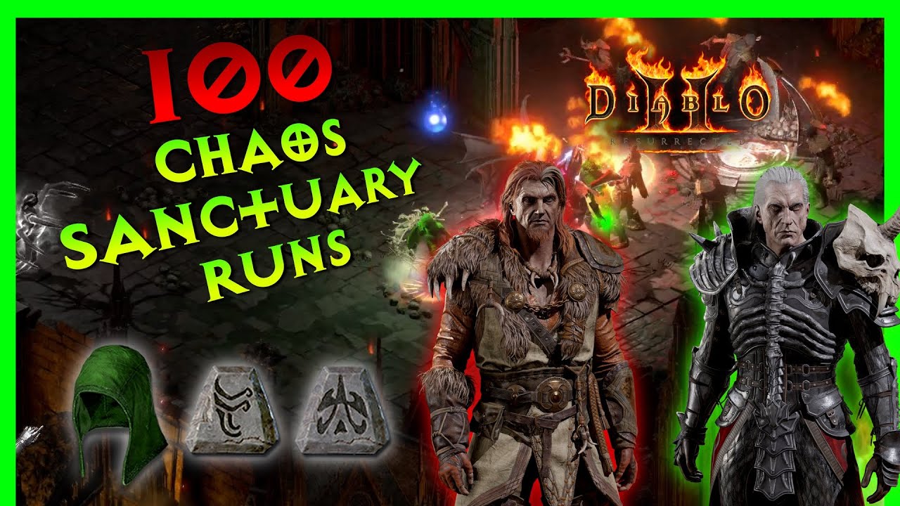 100 Chaos Sanctuary Runs Drop Highlights, Several high Runes - Diablo 2 Resurrected