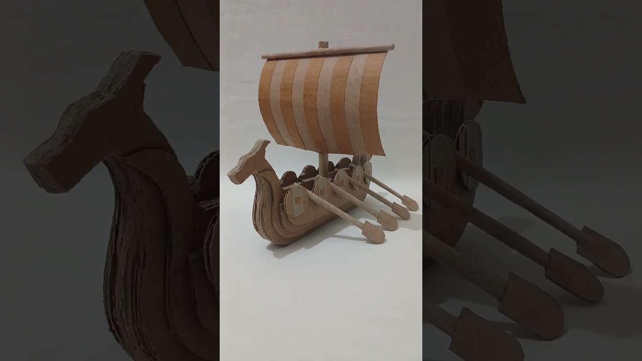 DIY Cardboard Viking Ship |  #vikingship #using_cardboard #usingcardboard #diy #crafts #vikings