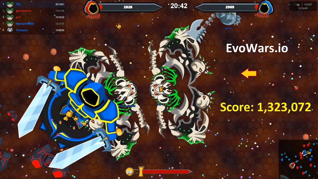 EvoWars.io Evolutions Unlocked 38/38 High Score: 1,323,072
