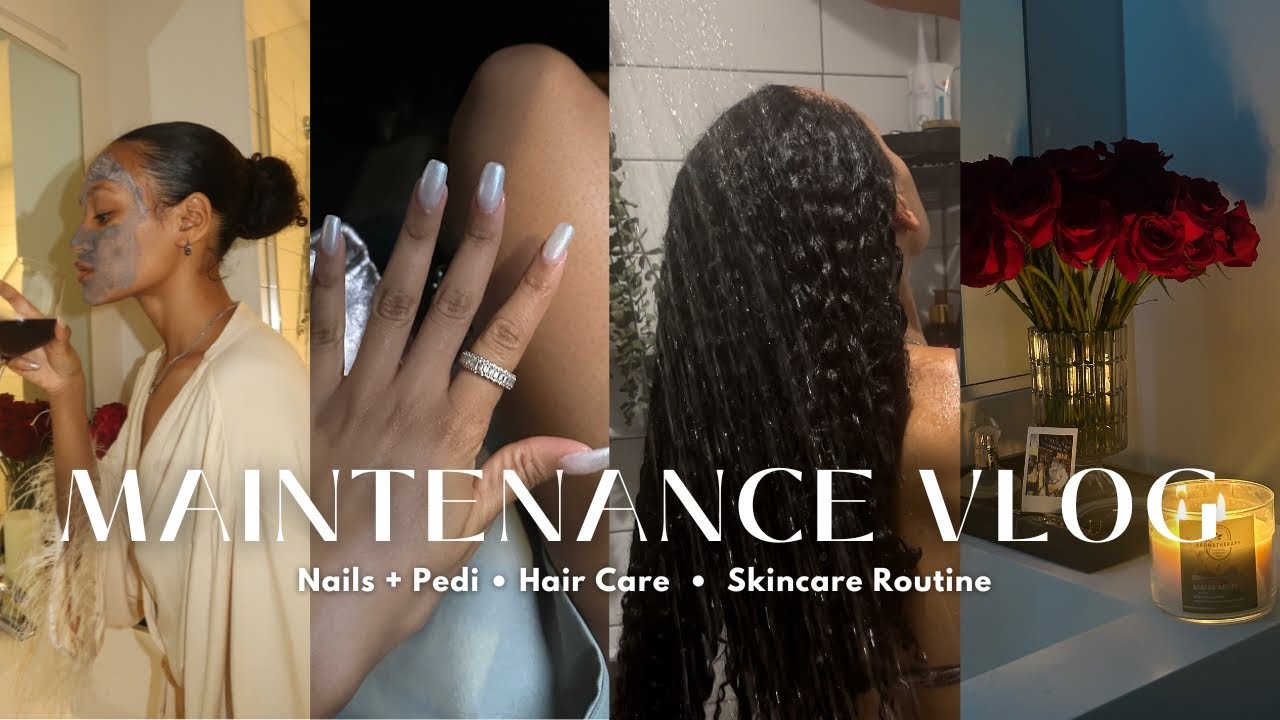 Self Care + Maintenance Vlog | NAILS, CURLY HAIR ROUTINE, SKINCARE (ALL FAVORITES)