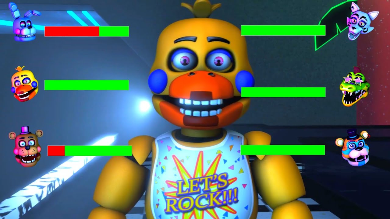[SFM FNaF] Glamrock vs UCN WITH Healthbars