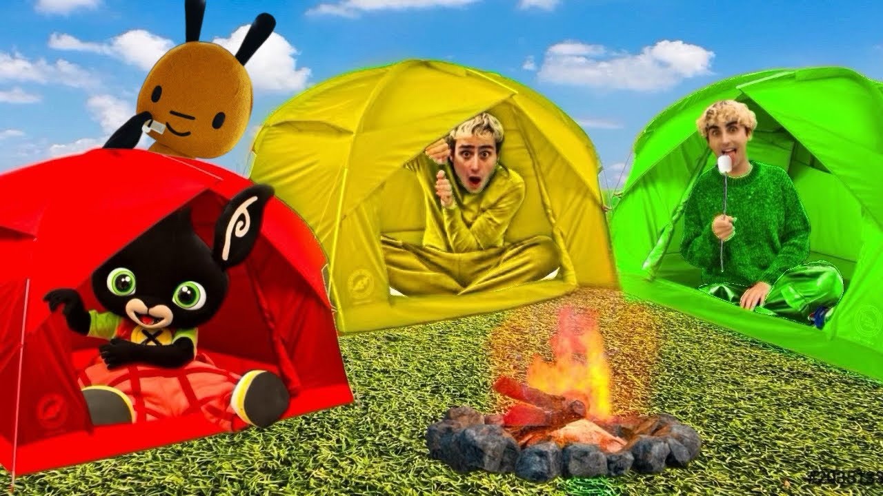 SOPRAVVIVIAMO NELLA TENDA NEL TUO COLORE CON BING E FLOP PER 24 ORE!! 😱🏕️