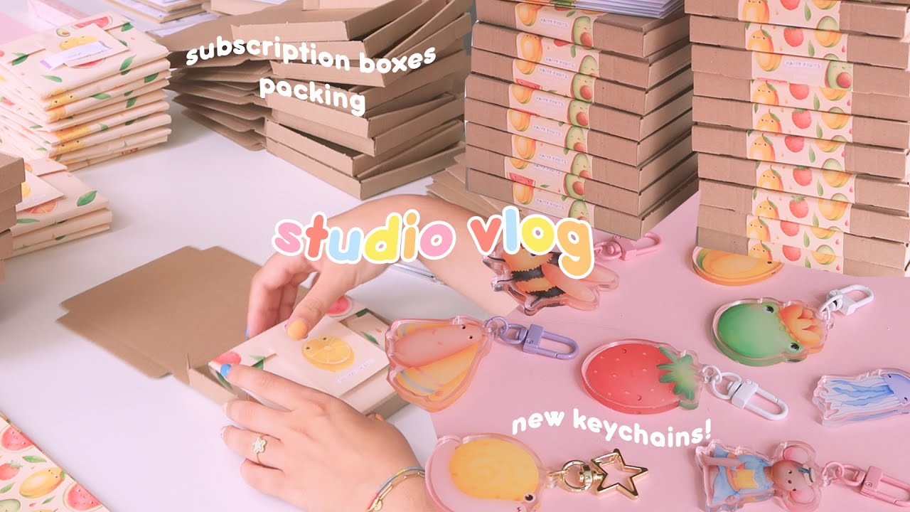 studio vlog 🌸 new keychains, pack subscription boxes with me, printer talk