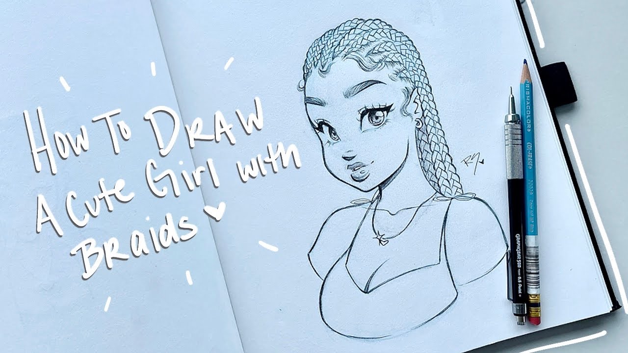 How to Draw A Cute Girl 3/4 View with Braids ✍🏽💓✨ | Christina Lorre'