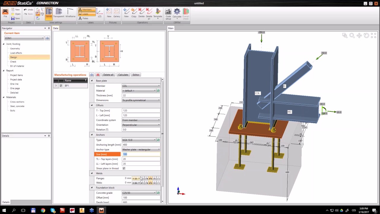 IDEA Statica Connection - EC / AISC design of footing and anchoring