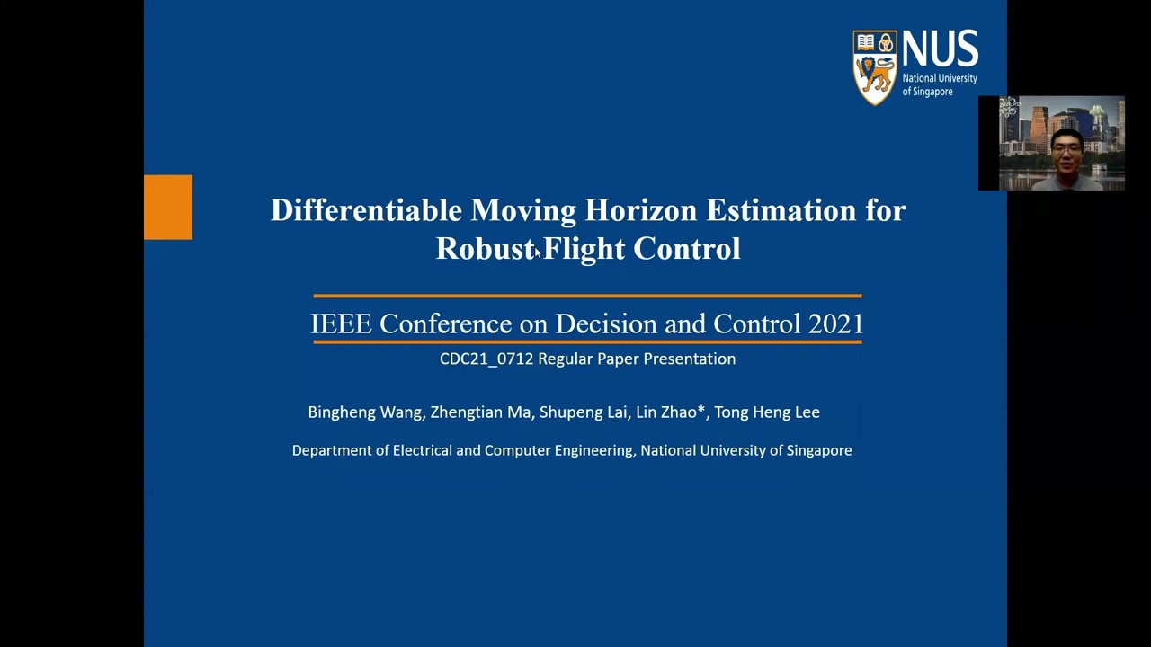 Differentiable Moving Horizon Estimation for Robust Flight Control (IEEE CDC 2021)