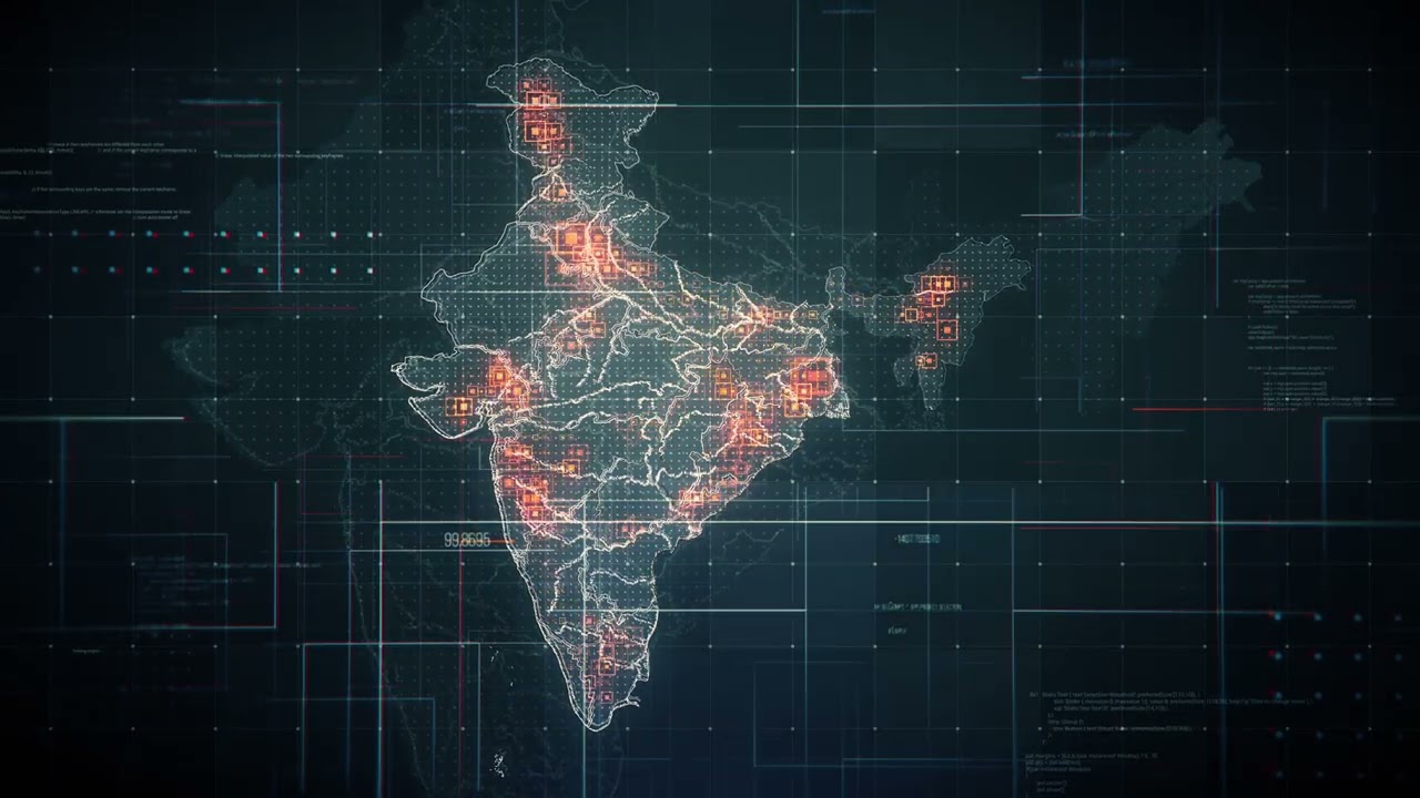 India Map Lines BLACK 4k stock footage