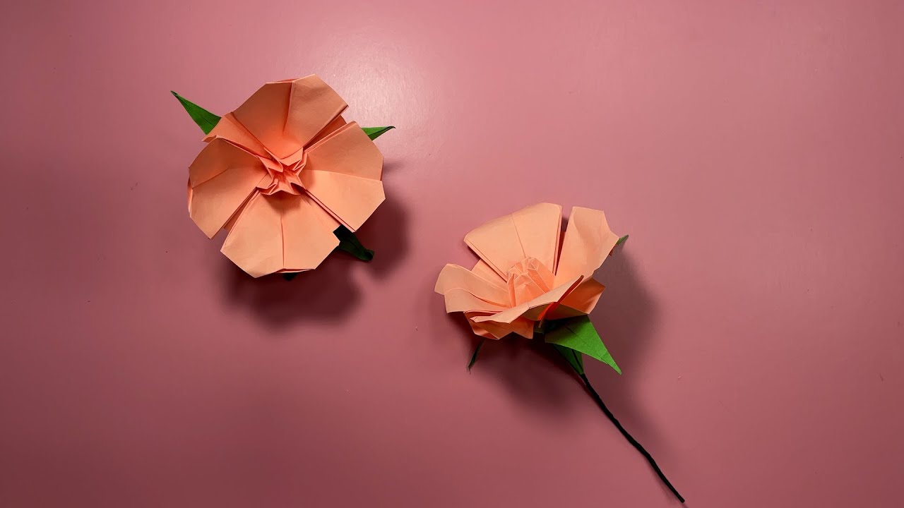 How to make an origami Evening primrose flower, paper arts tutorial, Easy and simple paper Crafts.