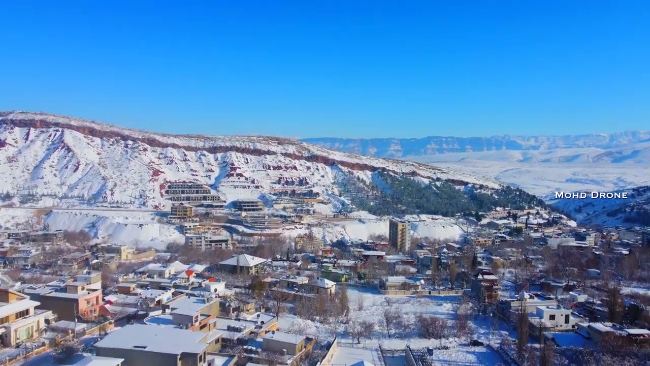 Shaqlawa Covered in Snow 2023 4K Drone Footage ERBIL KURDISTAN NATURE