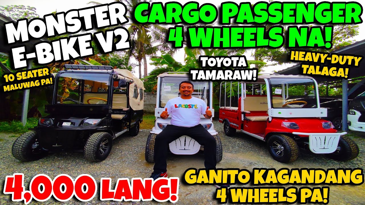 MONSTER E-BIKE V2 CARGO PASSENGER 4 WHEELS NA! 4,000 LANG GANITO KAGANDANG 4 WHEELS NA 10 SEATER PA!