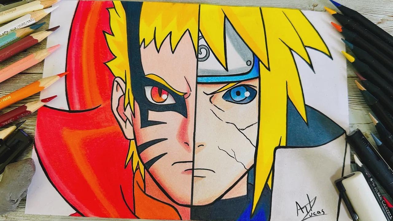 How to Draw Naruto in Baryon Mode & Minato Step-by-Step