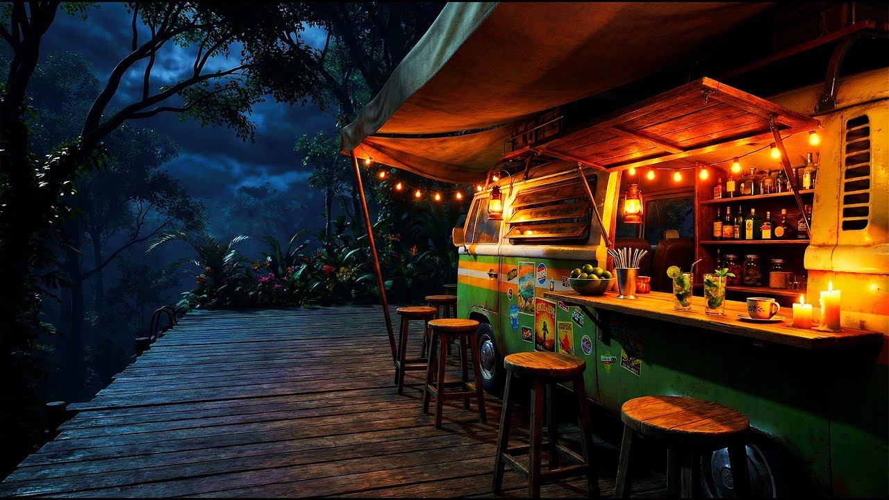 Secret Jungle Van Bar 🌿 Late Night Rain & Lo-Fi Music for Relax, Chill and Sleep
