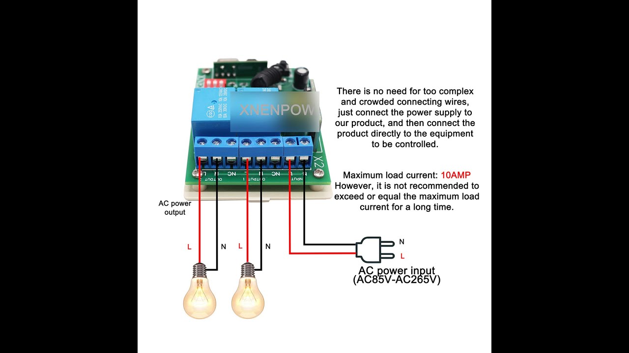 XNENPOW 2 channel  AC110V AC220V Power Output On Off  Delay Mode Wireless Remote Control Switch
