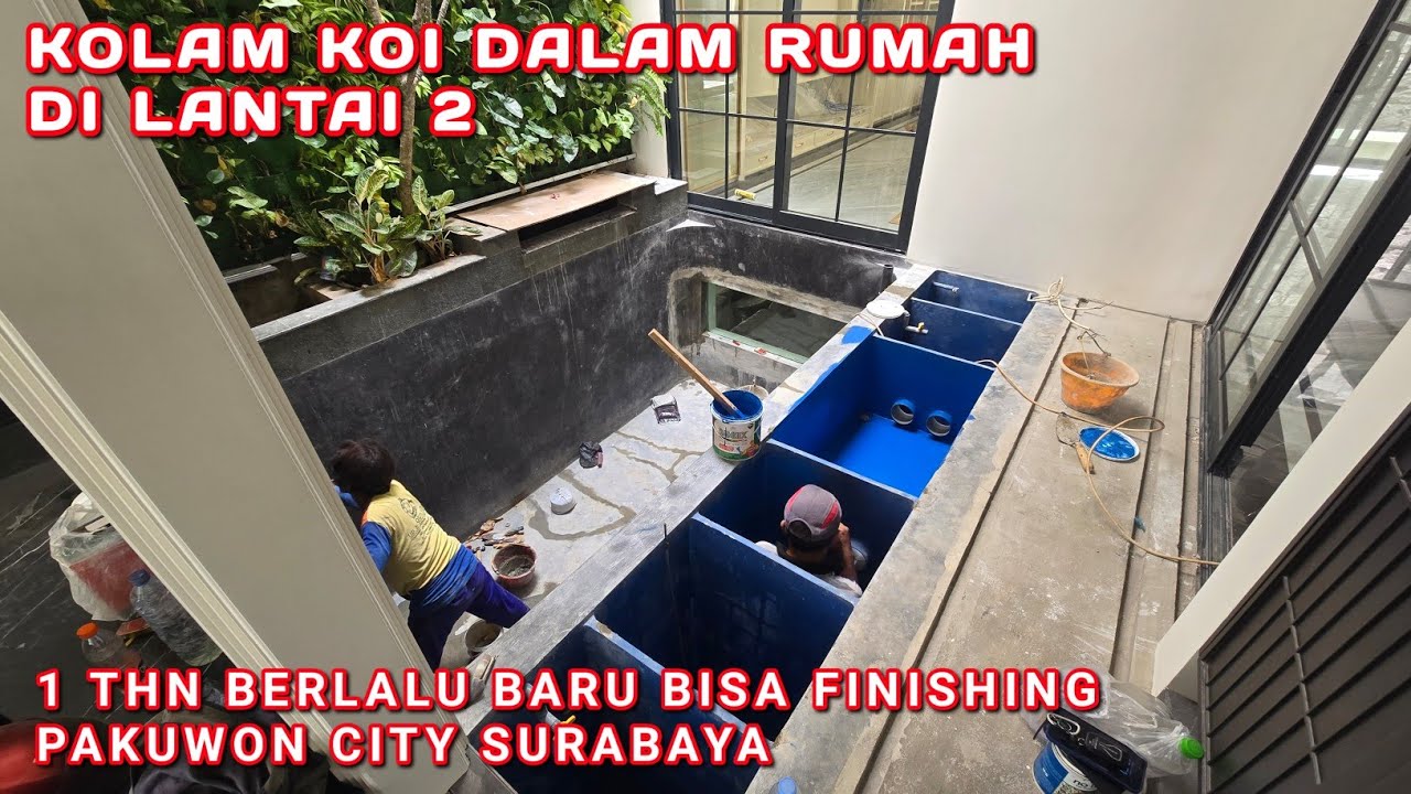 PEKERJAAN KOLAM KOI 1 THN LALU BARU SEMPAT FINISHING | PAKUWON CITY SURABAYA