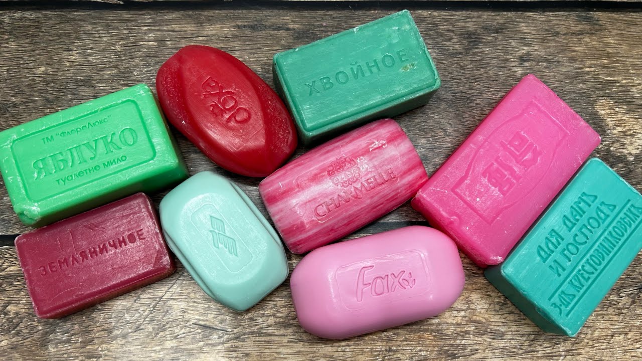 ASMR soap/ Dry soap cutting 💚🩷/ Резка сухого мыла 