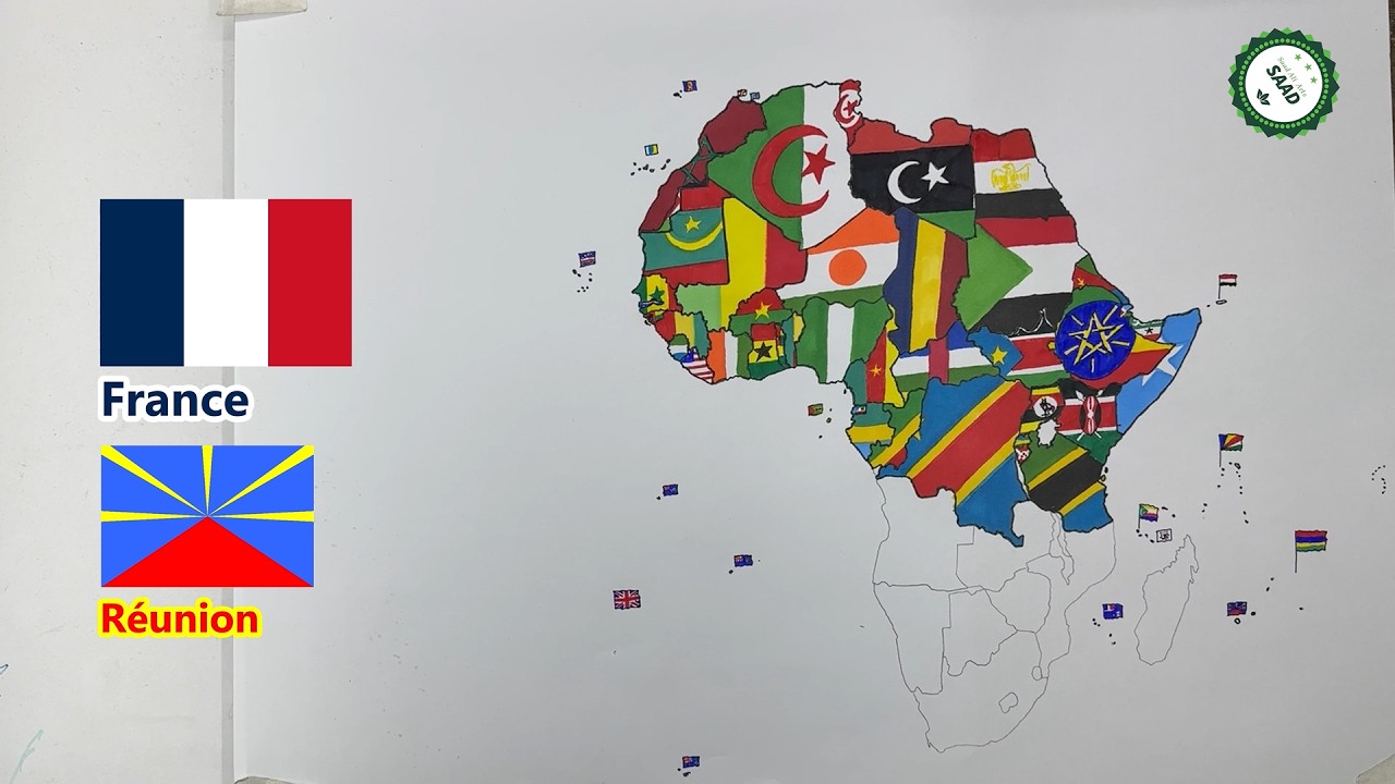 Drawing 2026 Africa flag map | Africa flag map drawing
