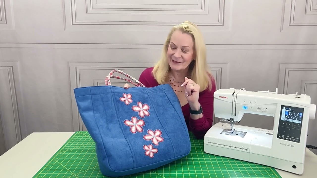 Curved Sidewall Tote with Embroidered Appliqué