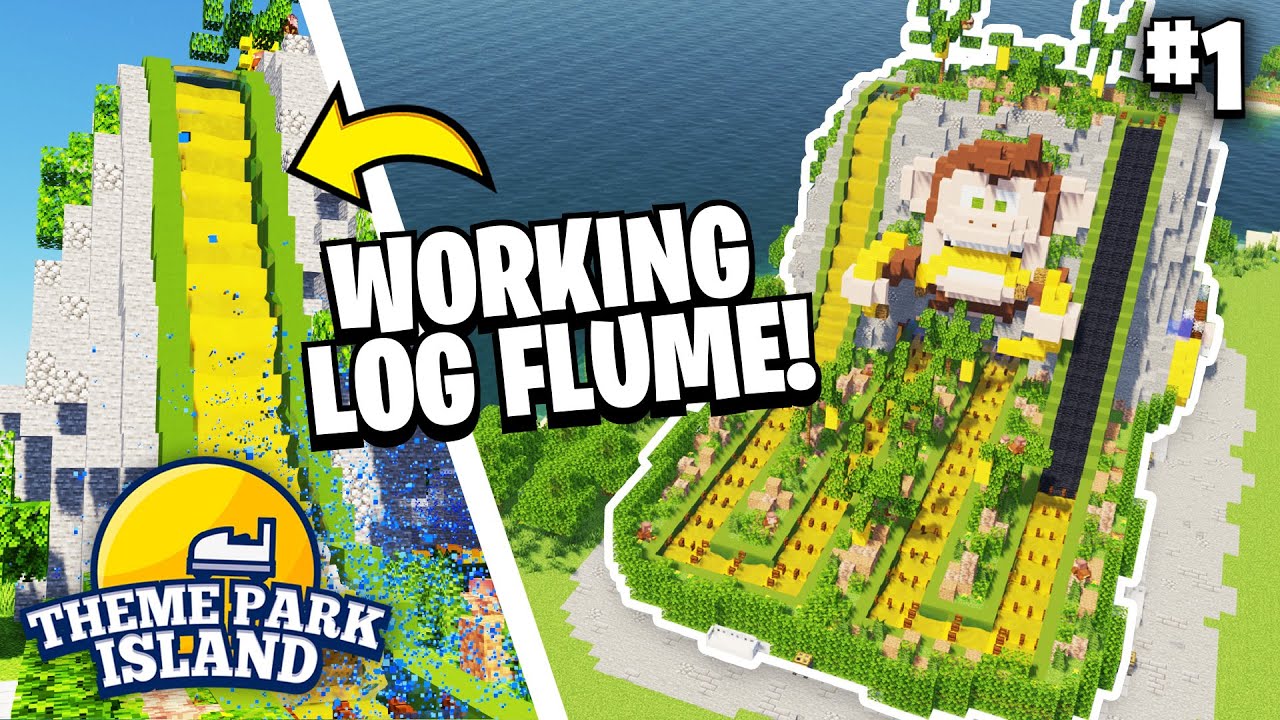 Working LOG FLUME RIDE in Minecraft! - Theme Park Island (Ep.1)