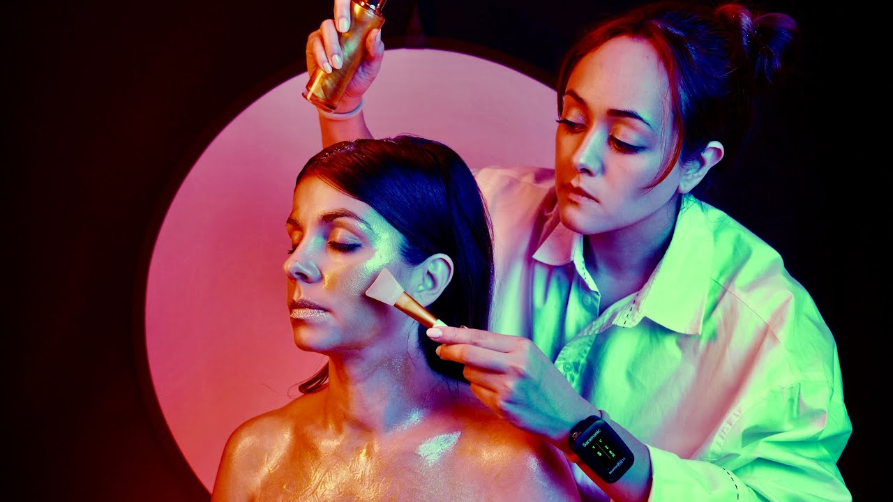 ASMR Perfectionist Editorial Photoshoot: Sleek Hair Styling, Glitter Makeup, Finishing Touches