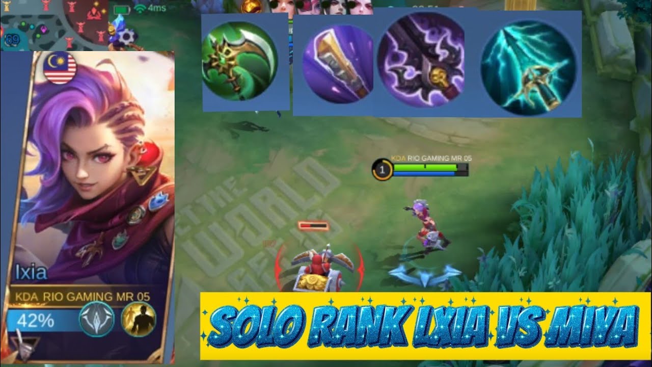SOLO RANK KILLS 13 lxia VS MIYA & GENDONG TIM - BUILD EMBLEM lxia ~ MLBB - MOBILE LEGENDS 