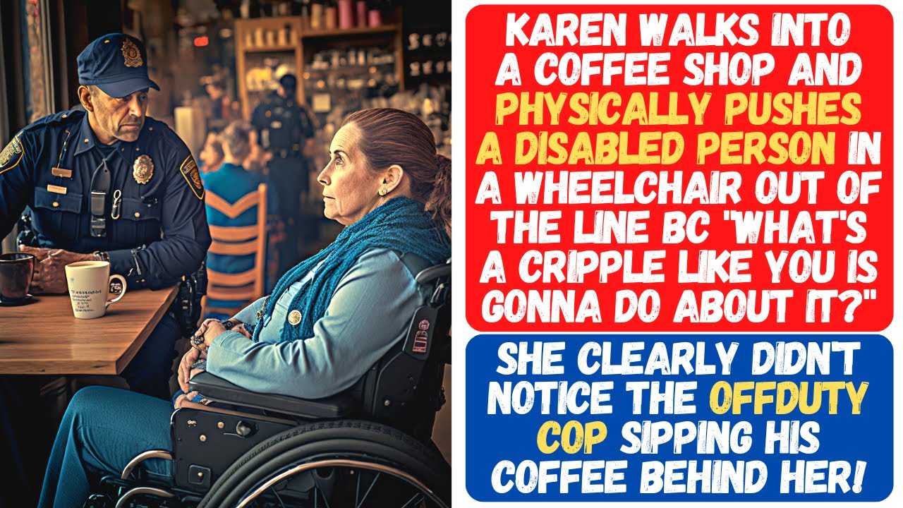 KAREN LITERALLY PUSHES A PERSON IN A WHEELCHAIR OUT OF THE LINE BC 