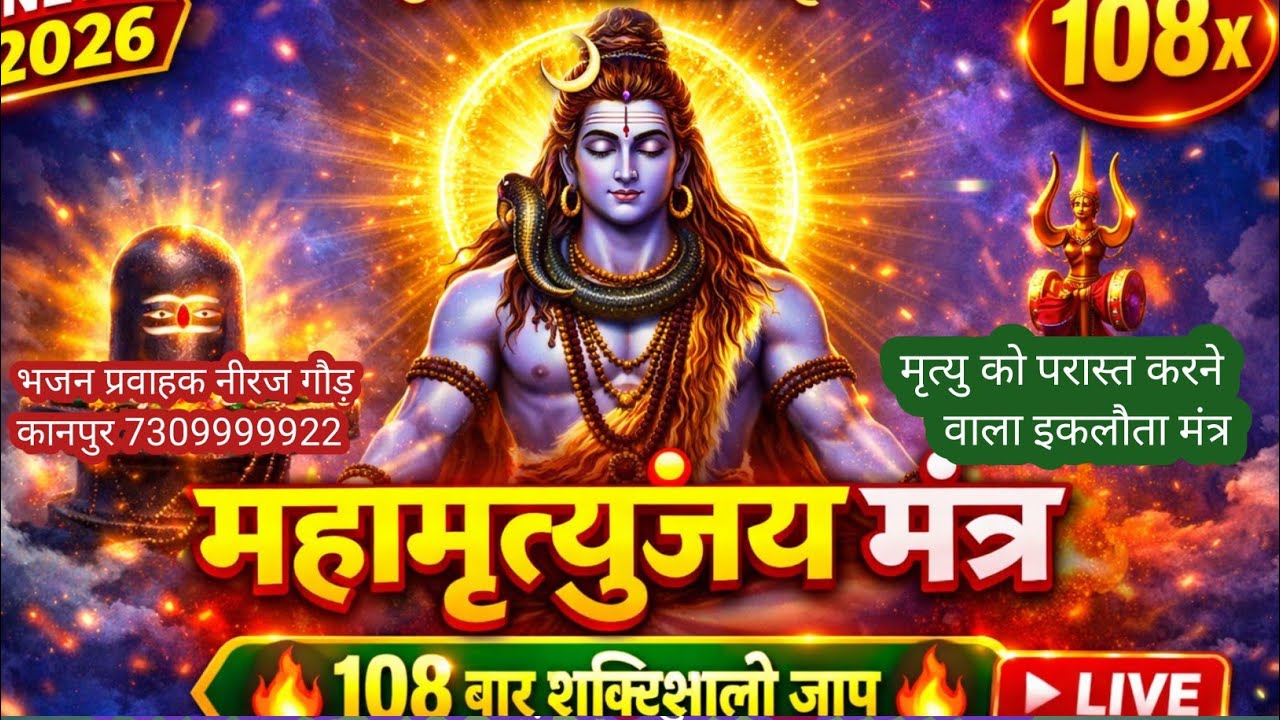 महामृत्युंजय मंत्र 108 बार | ॐ त्र्यम्बकं यजामहे | Powerful Shiv Mantra Jaap 108 Times |नीरज गौड़