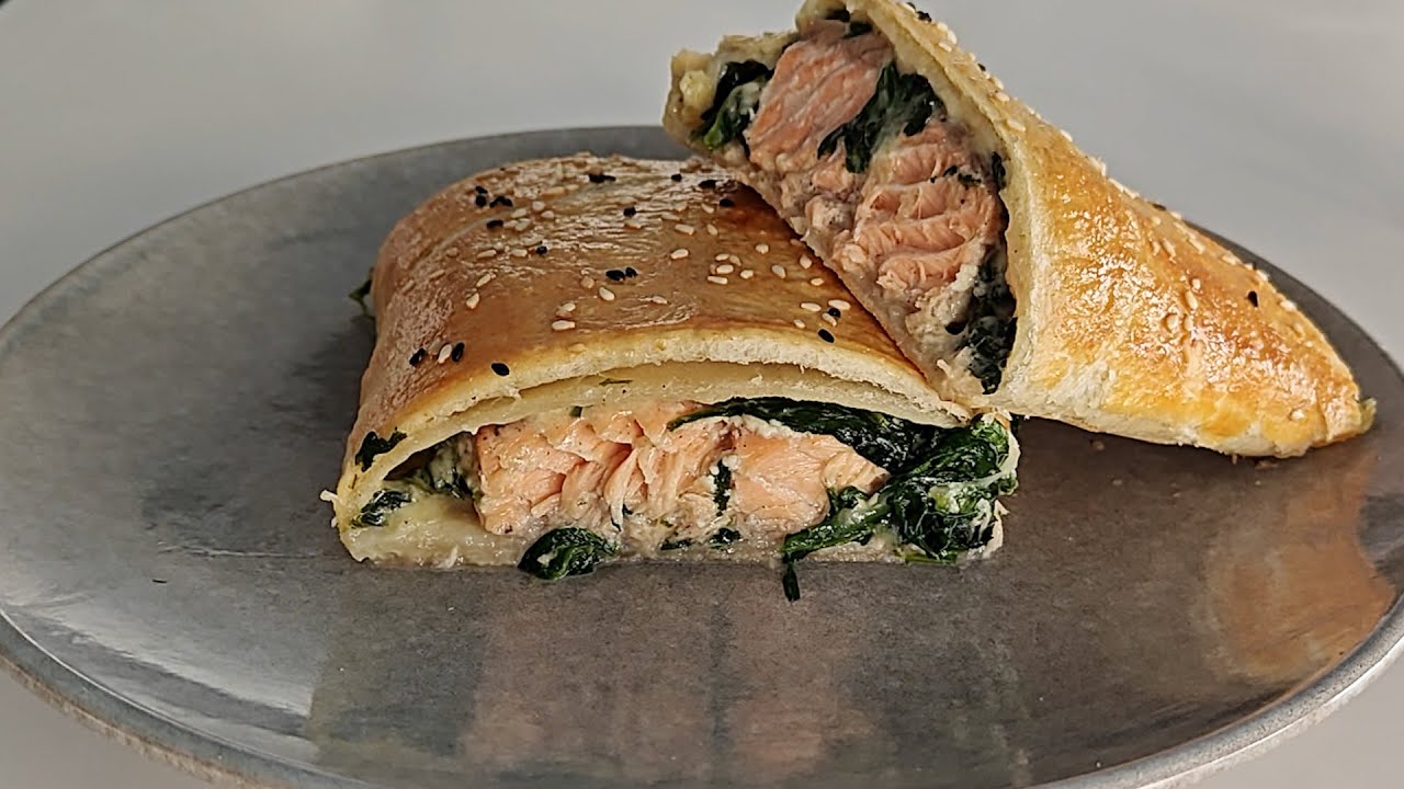 Salmon with Cheese and Spinach in Puff Pastry | Easy Salmon Recipe