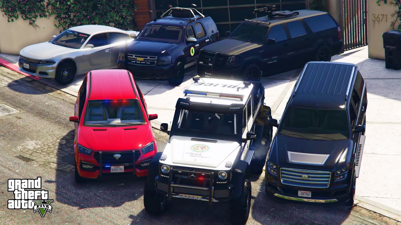 GTA 5 - Stealing Los Santos Armored Police Vehicles with Franklin! | (Real Life Cars) #164