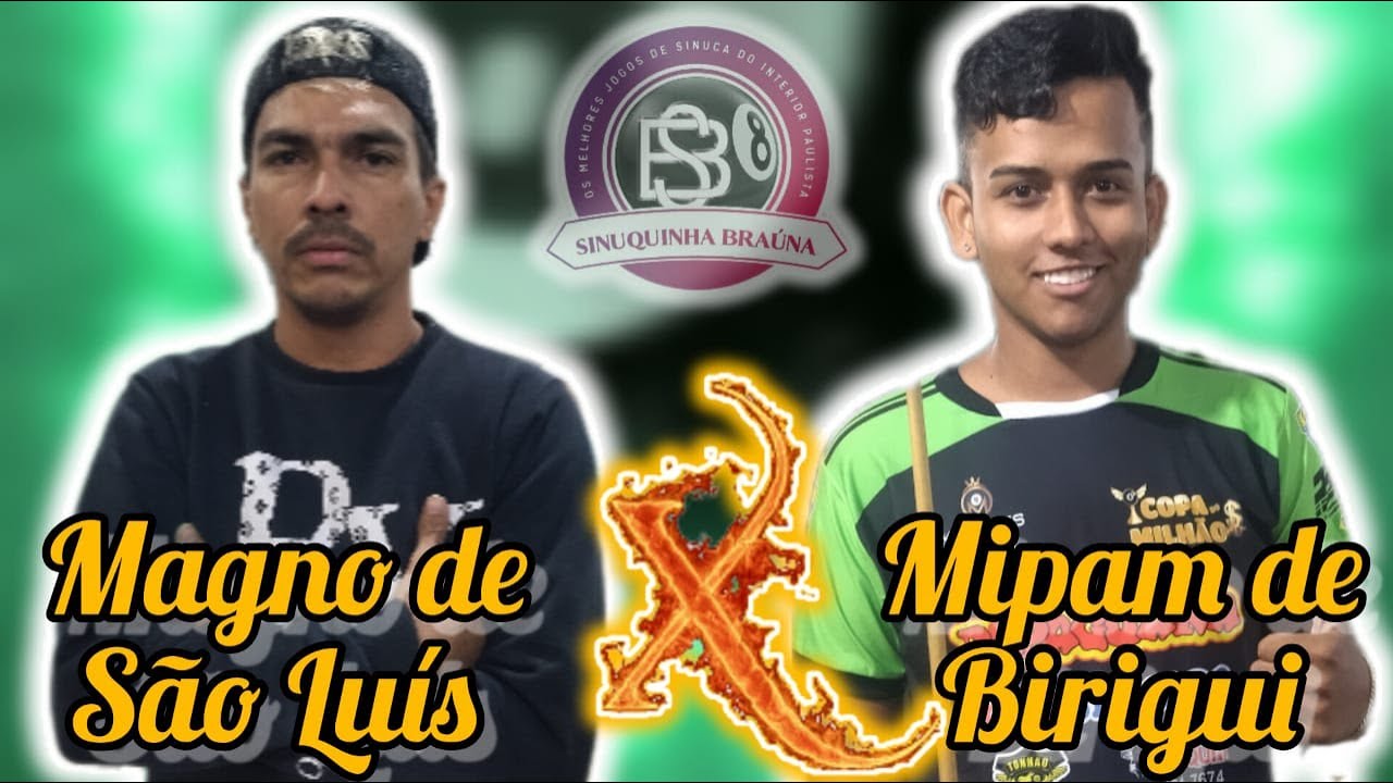Magno de Sao Luis vs Mipam de Birigui. sinuca ao vivo. 