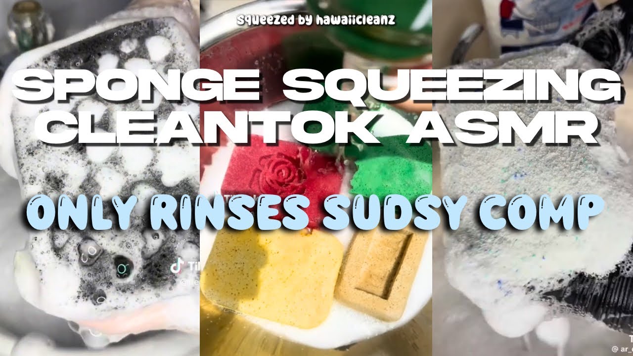 [25MIN] RINSES ONLY COMPILATION | ODDLY SATISFYING SPONGE SQUEEZING CLEANTOK ASMR |  SUDSY SQUEEZES