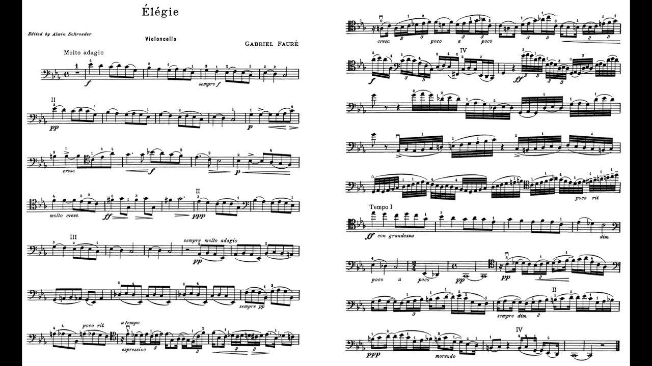 Fauré Élégie Faure Elegie Op.24 Cello 佛瑞 悲歌 フォーレ エレジー 大提琴Violonchelo チェロ Score Sheet 譜 樂譜 乐谱 【Kero】