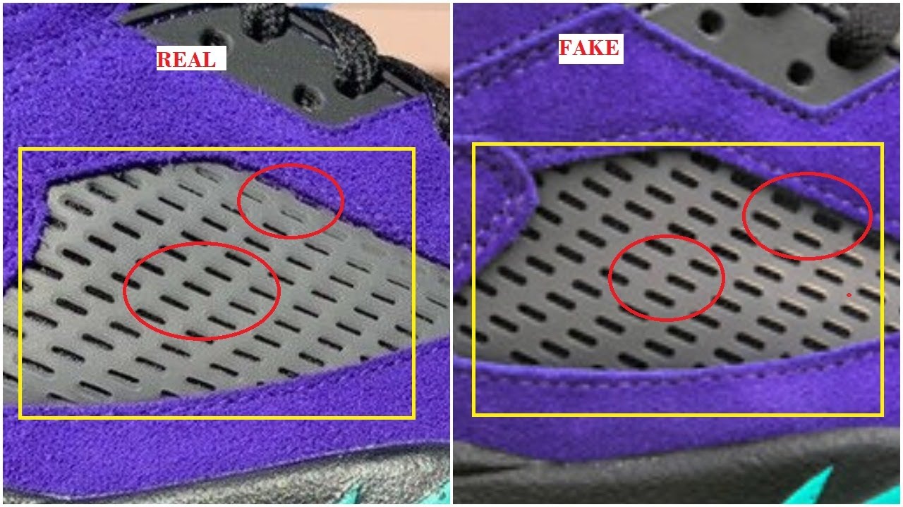 Real Vs Fake Air Jordan 5 Alternate Grape, Quick Ways To Identify The Fake Pair