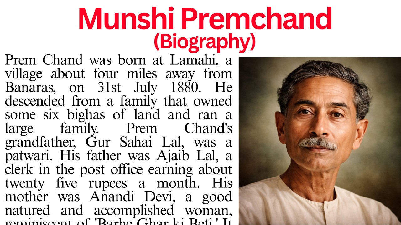 Munshi Premchand Biography | Life Story of Munshi Premchand | Reading Comprehension Passage| Reading