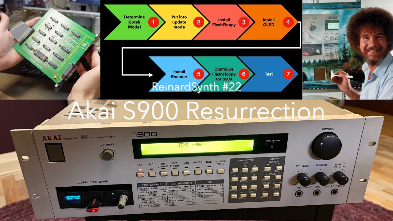 ReinardSynth #22 Akai S900 Restauration: Gotek, LCD, Capacitors, IB101 A/S and TLC