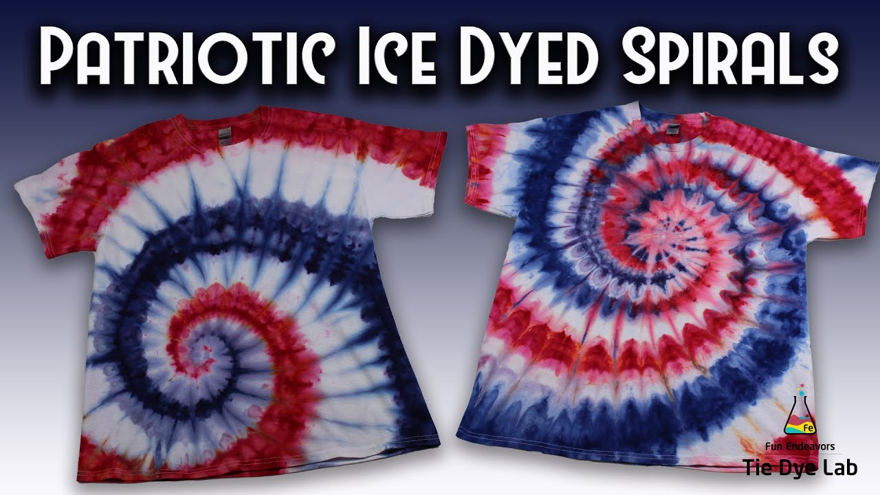 Ice Dyed Patriotic Spirals (With tips on how to keep the white areas white while rinsing the shirts)
