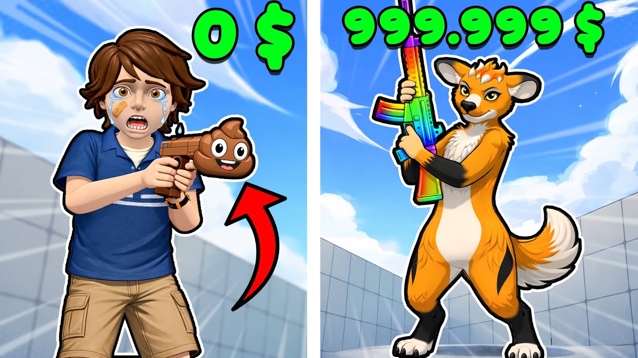 BROŃ ZA 0$ vs BROŃ ZA 999.999$ - Roblox Rivals