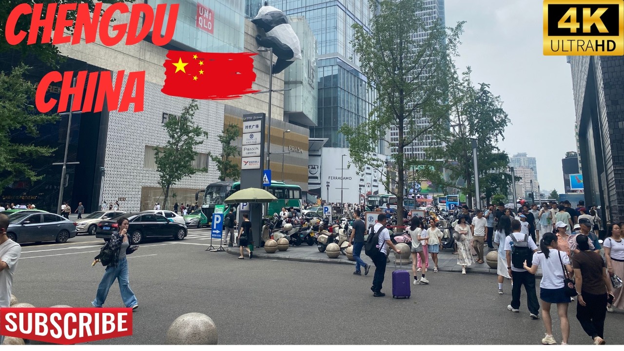 Chengdu Panda City 4k Walk  | 20 Minute Daytime Street Tour