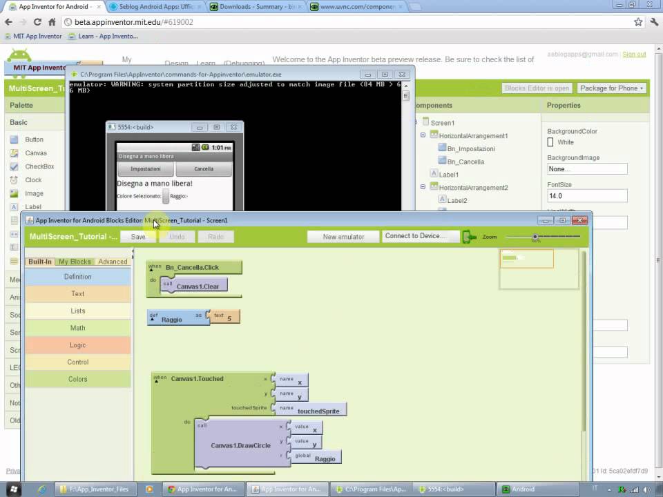 Tutorial - La nuova opzione MultiScreen di App Inventor