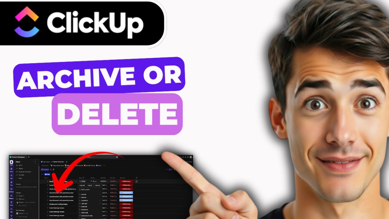 Как архивировать или удалять элементы в ClickUp (самый простой способ) (Руководство 2026 года)