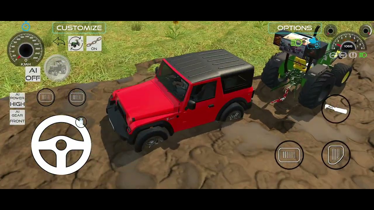 Resuce the Thar  into a muds by tractors  🚜🚜 in a game #indianvehiclessimulator3dvide