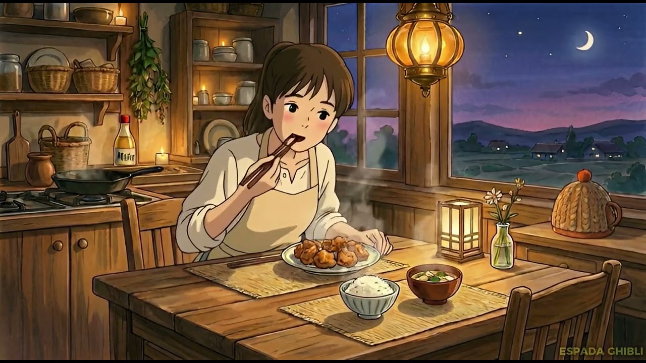 Cozy Japanese Cooking 🍗 Making Karaage at Sunset (Ghibli Style)