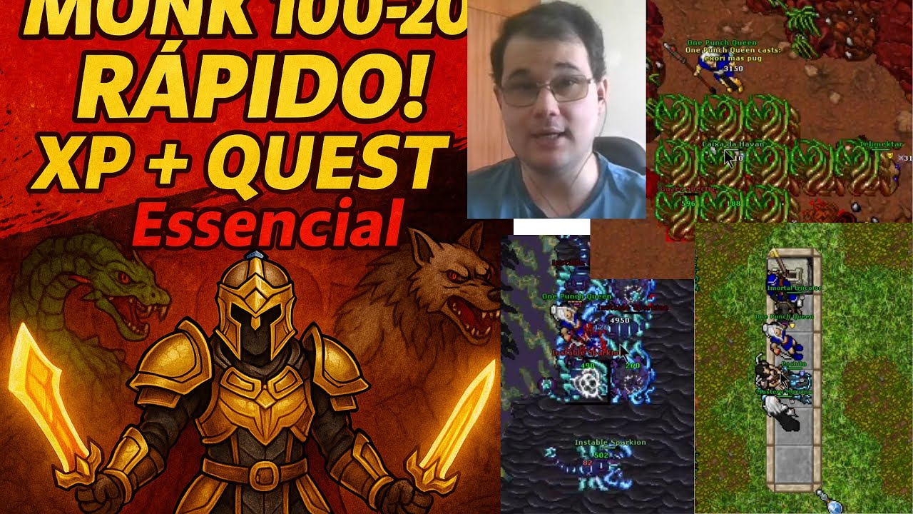 Do 100 ao 200 com Monk no Tibia: As Melhores Hunts + Quest Essencial!